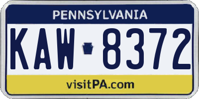 PA license plate KAW8372