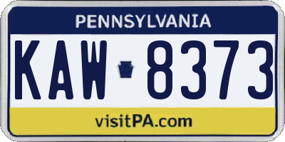 PA license plate KAW8373