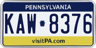 PA license plate KAW8376