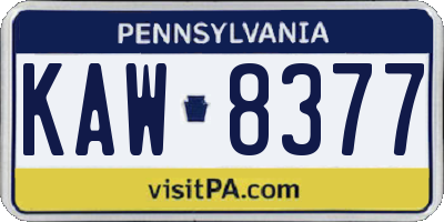 PA license plate KAW8377