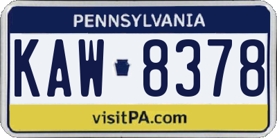 PA license plate KAW8378