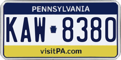 PA license plate KAW8380