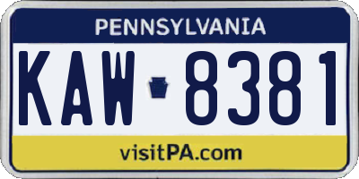 PA license plate KAW8381
