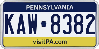 PA license plate KAW8382