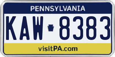 PA license plate KAW8383