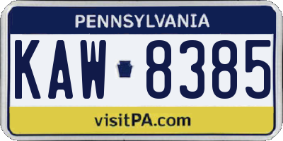 PA license plate KAW8385