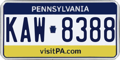 PA license plate KAW8388