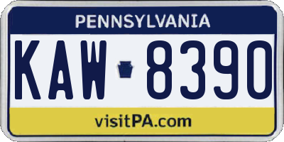 PA license plate KAW8390