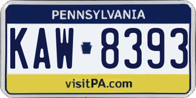 PA license plate KAW8393