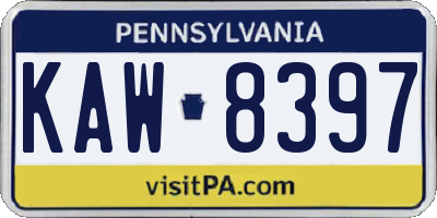 PA license plate KAW8397