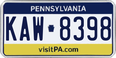 PA license plate KAW8398