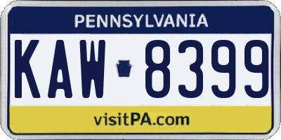 PA license plate KAW8399