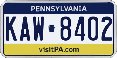 PA license plate KAW8402