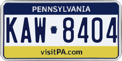 PA license plate KAW8404