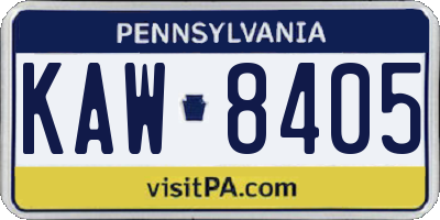 PA license plate KAW8405