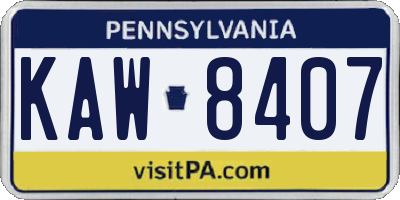 PA license plate KAW8407