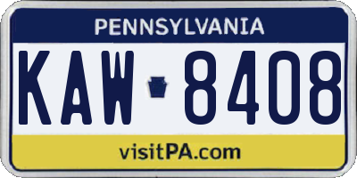 PA license plate KAW8408