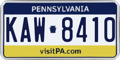 PA license plate KAW8410