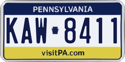 PA license plate KAW8411