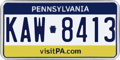 PA license plate KAW8413
