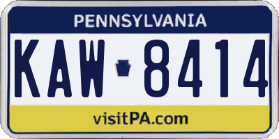 PA license plate KAW8414