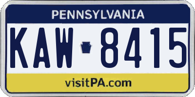 PA license plate KAW8415