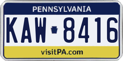 PA license plate KAW8416