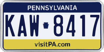 PA license plate KAW8417