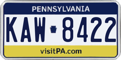 PA license plate KAW8422