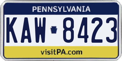PA license plate KAW8423