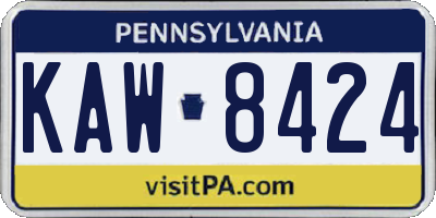 PA license plate KAW8424