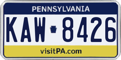 PA license plate KAW8426