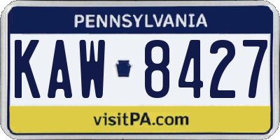 PA license plate KAW8427