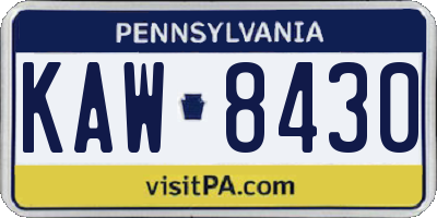 PA license plate KAW8430