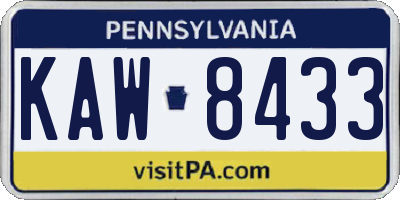 PA license plate KAW8433