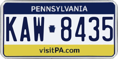 PA license plate KAW8435
