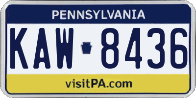 PA license plate KAW8436
