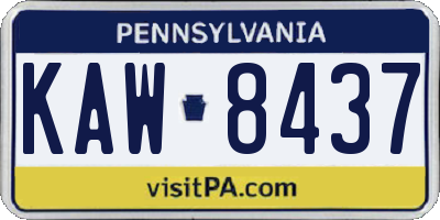 PA license plate KAW8437