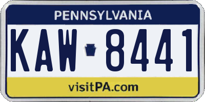 PA license plate KAW8441