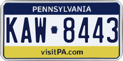 PA license plate KAW8443