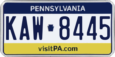PA license plate KAW8445