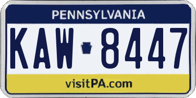 PA license plate KAW8447
