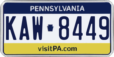 PA license plate KAW8449