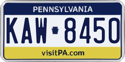 PA license plate KAW8450