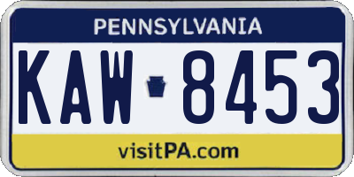 PA license plate KAW8453