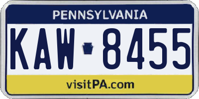 PA license plate KAW8455