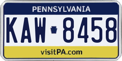 PA license plate KAW8458