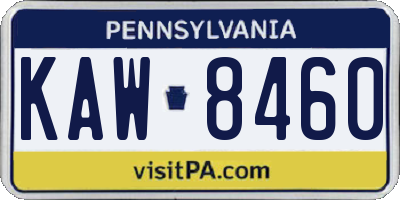PA license plate KAW8460