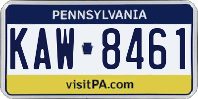 PA license plate KAW8461
