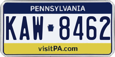 PA license plate KAW8462